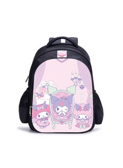 Manufacturer cartoon animation 42cm backpack Kuromi printed primary and secondary school student schoolbag,Library B-8 Black - Medium