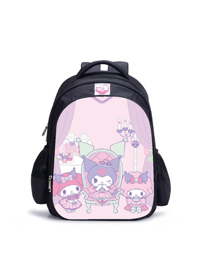 Generic - Manufacturer cartoon animation 42cm backpack Kuromi printed primary and secondary school student schoolbag,Library B-8 Black - Medium - Image 1