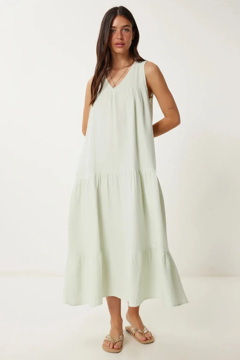 هابينس اسطنبول ISTANBUL Frilly V-Neck Midi Dress