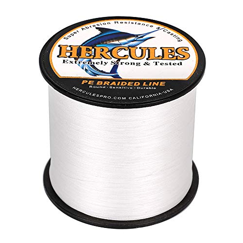 HERCULES Super Cast 1000M 1094 Yards Braided Fishing Line 40 LB Test for Saltwater Freshwater PE Braid Fish Lines Superline 8 Strands - White, 40LB (18.1KG), 0.32MM - Image 4