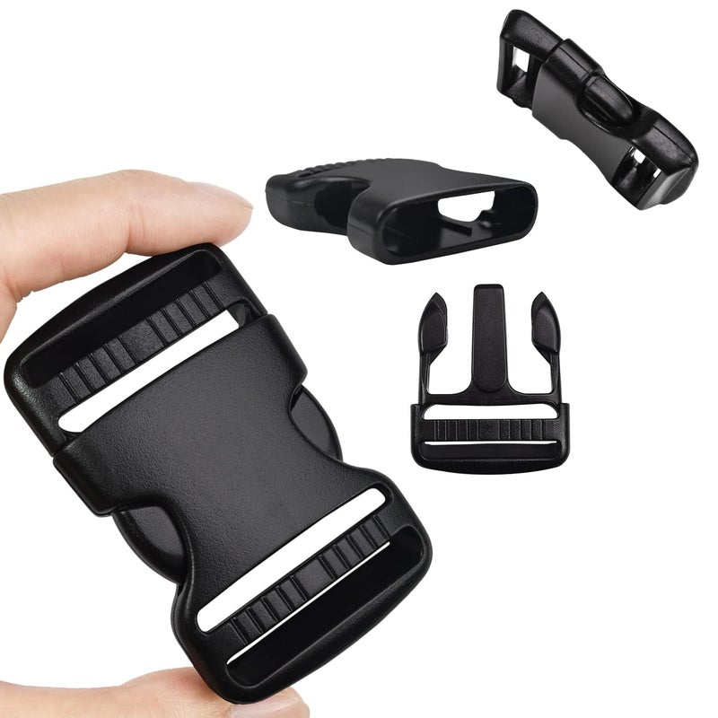 CooBigo 1.25 Inch Buckles Straps Set 6 Yards 1.25 Inch Black Nylon Webbing Strap 6 Pcs Quick Side Release Plastic Buckle Dual Adjustable 12pcs Tri-glide Slide Clip 12 Pcs Metal D Rings - Image 4