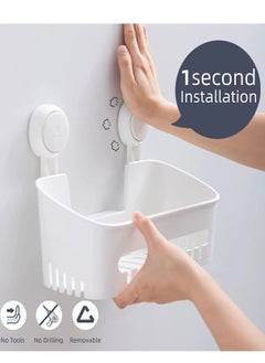 E COMMERCE  BAG White Shampoo Holder Bathroom Kitchen Living Room Storage Organizer with Vacuum Suction Cup  - Image 3