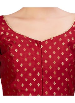 Studio Shringaar Studio Shringaar Women's Polyester Elbow Length Sleeves Banarasi Saree Blouse(Maroon, 44)  - Image 3