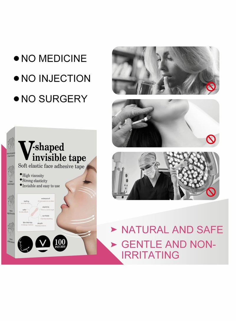 V,Line Face Lift Tape 100 PCS Invisible Lifting Tools for Reducing Double Chin and Hiding Wrinkles Lifting Sagging Skin - Image 3