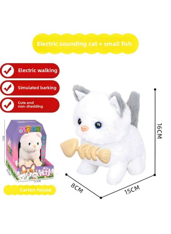 Plush Electric Toy Children's Pet Simulation Animal Puppy Rabbit Cat Will Walk Will Call A Stall Wholesale-Color:Pet Space Capsule [pink Eared Cat]-Specification:Three Batteries + Screwdriver  - Image 4
