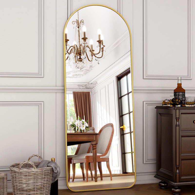 HARRITPURE 64x21 Arched Full Length Mirror Floor Mirrors with Aluminum Alloy Frame FreeStanding Wall Mounted or Leaning Large Bedroom Dressing Mirror Modern  Contemporary Decor for HomeGold