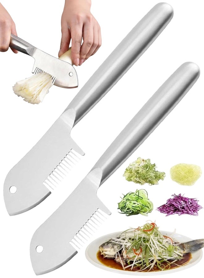 2 PCS Stainless Steel Multi-Purpose Julienne Knife, 2-In-1 Green Onion Cutter&Vegetable Slicer, Precision Julienne Blade For Scallion Shredder, Ergonomic Kitchen Shredder Tool - Image 1