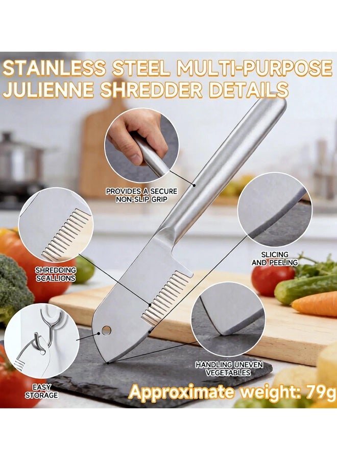 2 PCS Stainless Steel Multi-Purpose Julienne Knife, 2-In-1 Green Onion Cutter&Vegetable Slicer, Precision Julienne Blade For Scallion Shredder, Ergonomic Kitchen Shredder Tool - Image 3