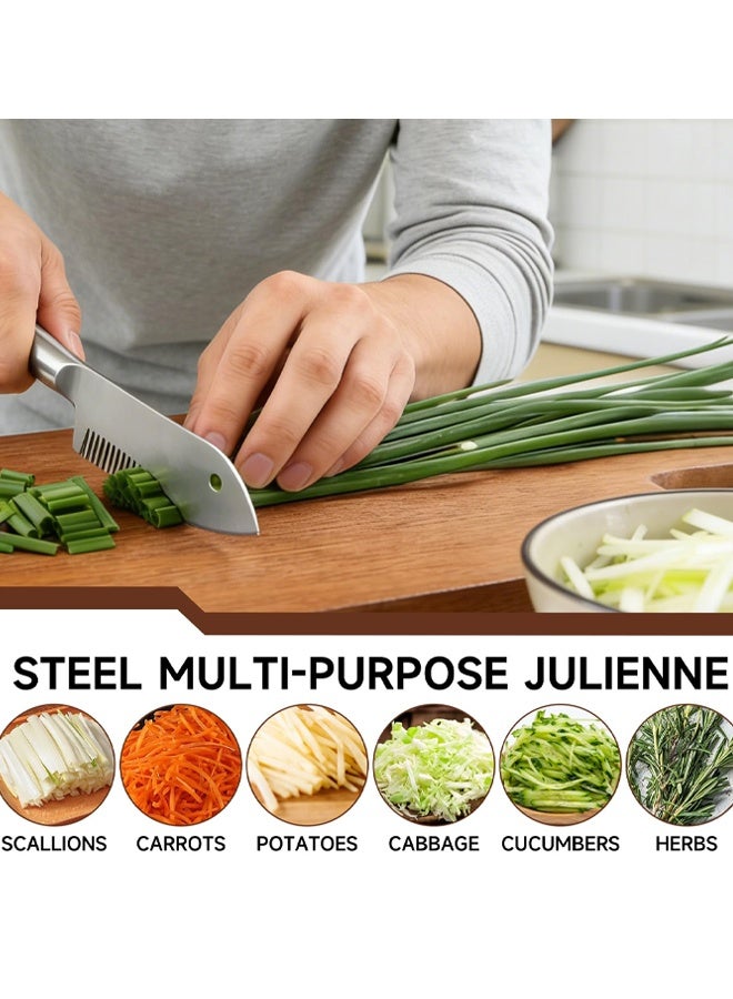 2 PCS Stainless Steel Multi-Purpose Julienne Knife, 2-In-1 Green Onion Cutter&Vegetable Slicer, Precision Julienne Blade For Scallion Shredder, Ergonomic Kitchen Shredder Tool - Image 4