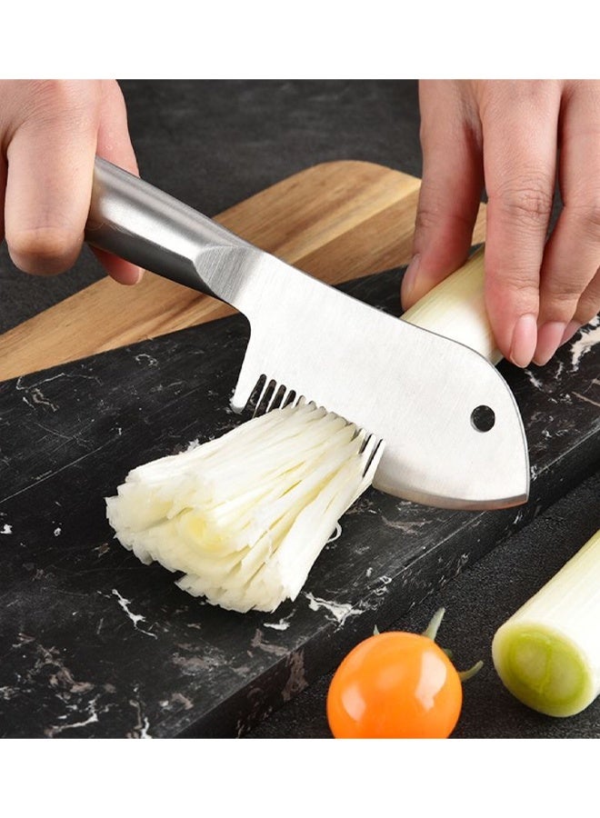 2 PCS Stainless Steel Multi-Purpose Julienne Knife, 2-In-1 Green Onion Cutter&Vegetable Slicer, Precision Julienne Blade For Scallion Shredder, Ergonomic Kitchen Shredder Tool - Image 5
