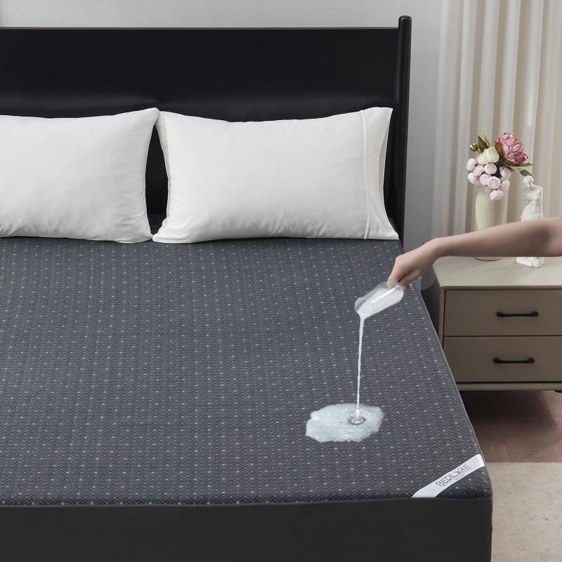 BEDLORE Queen Mattress Protector Waterproof Noiseless Mattress Cover with Deep Pocket for 618 inches Mattress Soft Breathable Mattress Pad Machine Washable Dark Gray