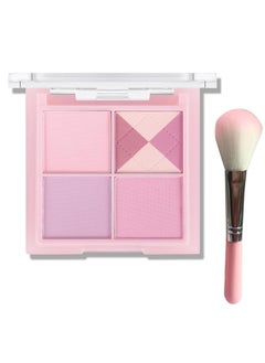 Blush Palette, 4 Colors Cool Purple Lavender Tone, Natural Glow Tint for Face&Cheek, Contour Highlight Blush All-in-One Palette, Smooth Blendable