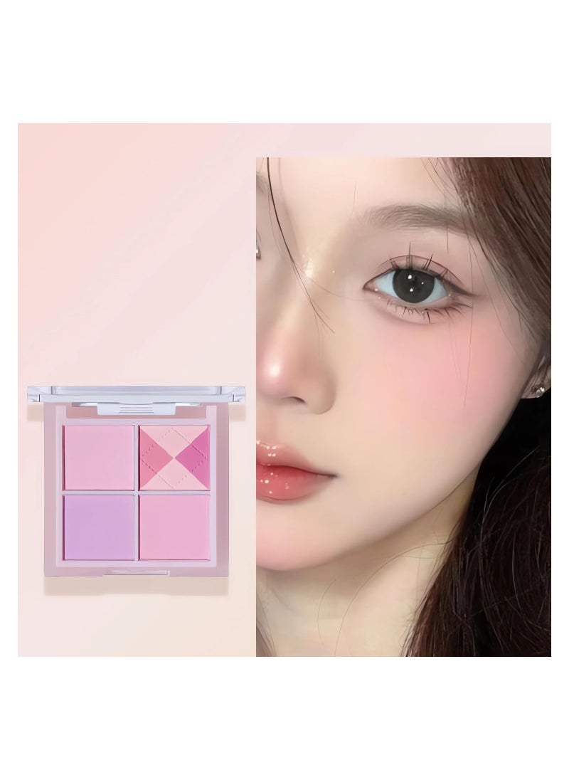 KASTWAVE - Blush Palette, 4 Colors Cool Purple Lavender Tone, Natural Glow Tint for Face&Cheek, Contour Highlight Blush All-in-One Palette, Smooth Blendable - Image 1