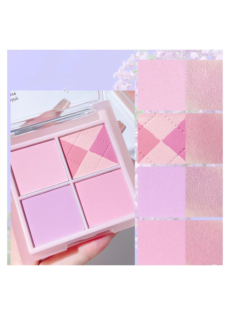 KASTWAVE - Blush Palette, 4 Colors Cool Purple Lavender Tone, Natural Glow Tint for Face&Cheek, Contour Highlight Blush All-in-One Palette, Smooth Blendable - Image 1
