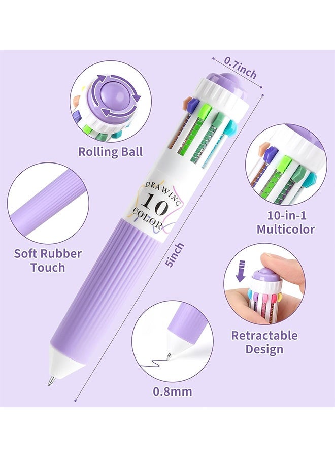 Quantum 6 PCS Multicolor Pens, 10-in-1 Colored Ballpoint Pen, 0.8mm Fine Point Smooth Writing Retractable Ballpoint Pens - Image 2