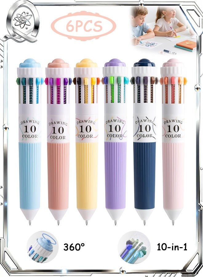 Quantum 6 PCS Multicolor Pens, 10-in-1 Colored Ballpoint Pen, 0.8mm Fine Point Smooth Writing Retractable Ballpoint Pens - Image 1