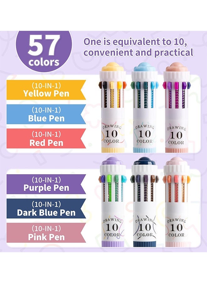 Quantum 6 PCS Multicolor Pens, 10-in-1 Colored Ballpoint Pen, 0.8mm Fine Point Smooth Writing Retractable Ballpoint Pens - Image 4