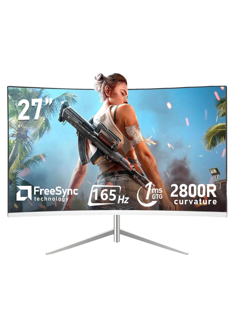 هاي لوك شاشة ألعاب منحنية مقاس 27 بوصة، بدقة 2K QHD 2560x1440، معدل تحديث 165 هرتز، مزامنة تكيفية، إمالة قابلة للتعديل، حماية للعين، منفذ DisplayPort، تركيبات متوافقة قابلة للتركيب على الحائط - لون أسود  - Image 2