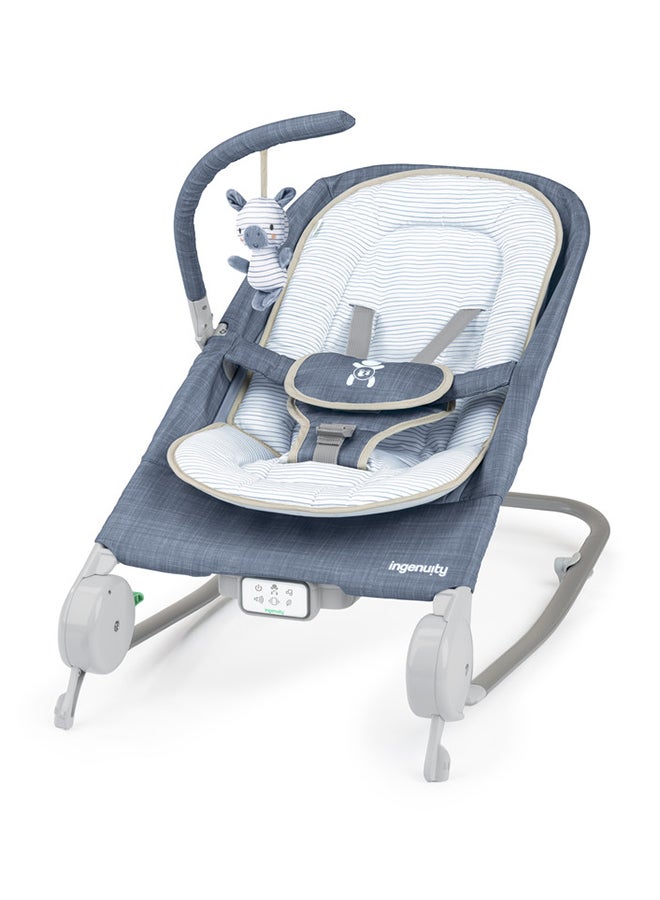 ingenuity مقعد تدليك هابي بيلي روك-تو-باونس، مقعد هزاز ومهتز مع حزام 5 نقاط، 0 - 6 أشهر، شامبرay - Image 1