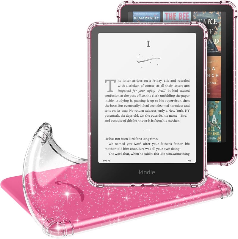 MoKo Case for All-New 7" Kindle Paperwhite (12th Generation-2024) and Kindle Colorsoft Signature Edition 2024 Ultra Thin Clear Flexible Transparent TPU Skin Bumper Back Cover Shell, Clear Glitter - Image 1