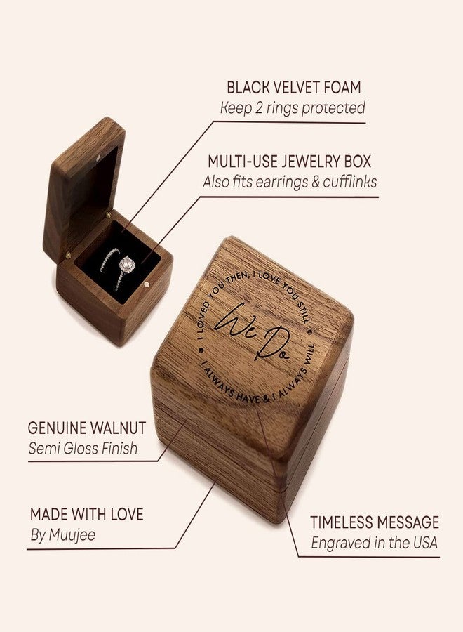 MUUJEE We Do Double Ring Box - Engraved Wooden Ring Case Box for Wedding Ceremony Engagement Proposal, Ring Bearer Gift Ideas (We Do) - Image 2