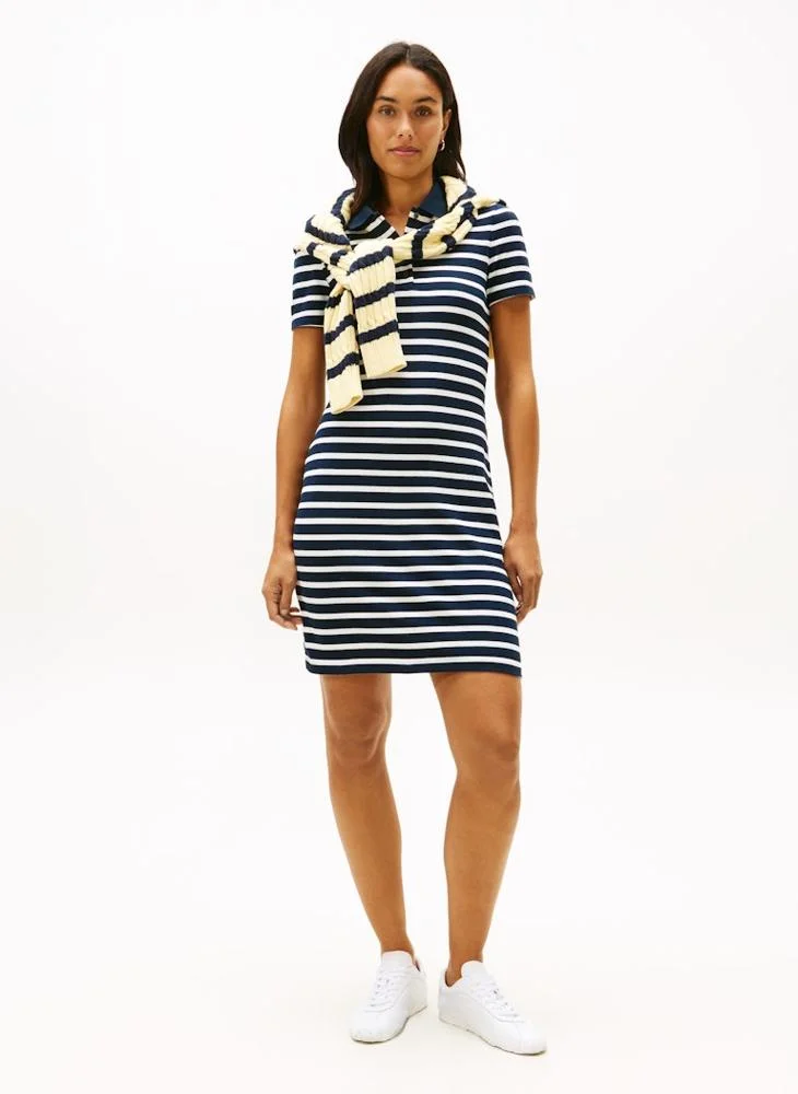 Collar Neck Short Sleeve T-Shirt Mini Dress