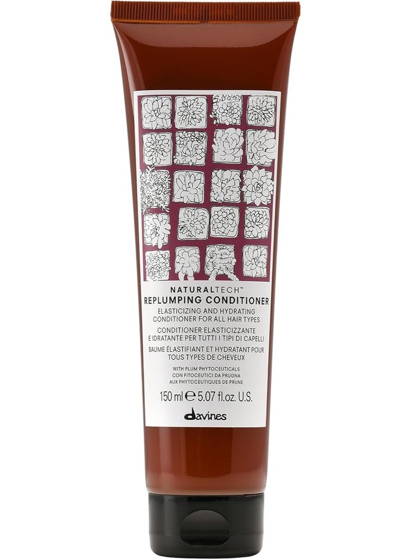 Davines Naturaltech Replumping Conditioner 150ml | Professional Moisturizing & Elasticizing Conditioner for Fine, Dry and Dehydrated Hair | Detangling Hair Conditioner with Plum Phytoceuticals | Adds Body, Softness & Shine - Image 1