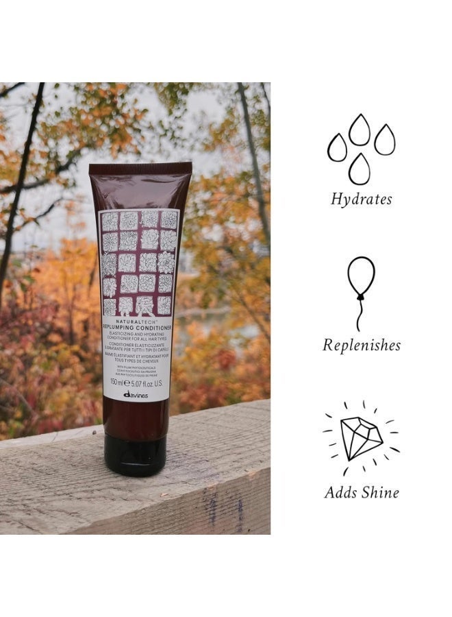 Davines Naturaltech Replumping Conditioner 150ml | Professional Moisturizing & Elasticizing Conditioner for Fine, Dry and Dehydrated Hair | Detangling Hair Conditioner with Plum Phytoceuticals | Adds Body, Softness & Shine - Image 3
