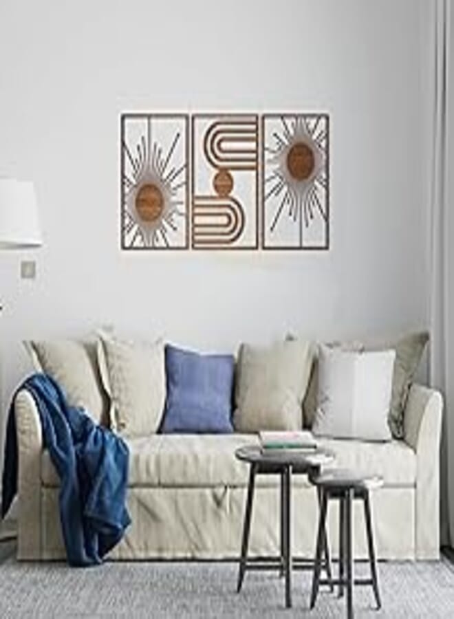 Home Gallery Unique Boho Wood Wall art - Set of 3 Panel Each 60x40 Brown