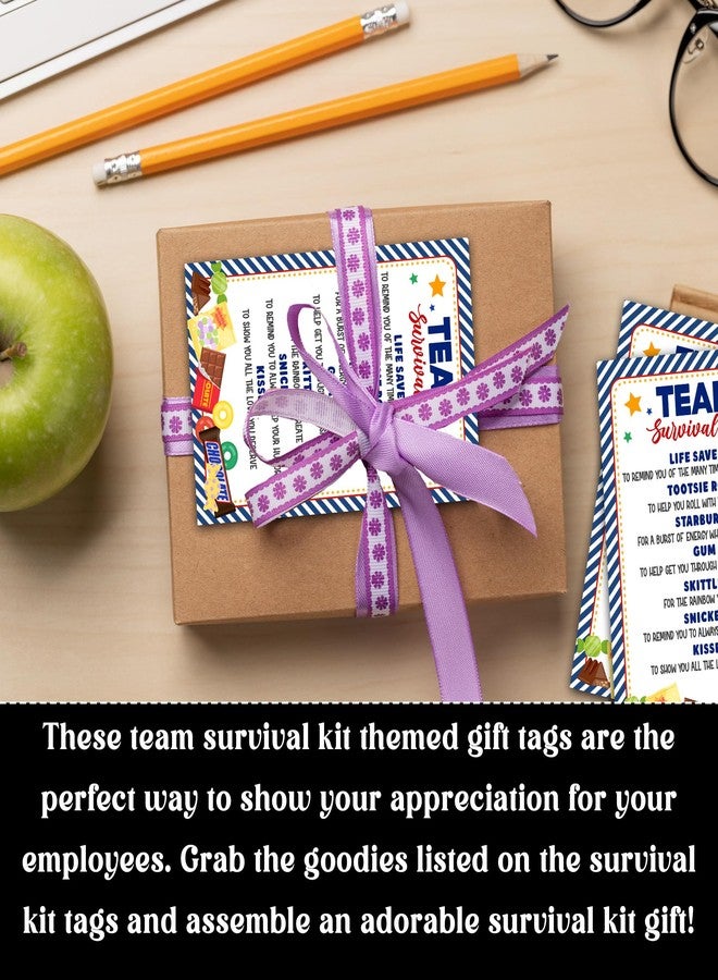 HandEasy 40 Pcs Team Survival Kit Gift Tag, Blue Candy Theme Staff Appreciation Tags for Gift Bags, Welcome to The Team Gifts for Volunteers Employees - KA02 - Image 5