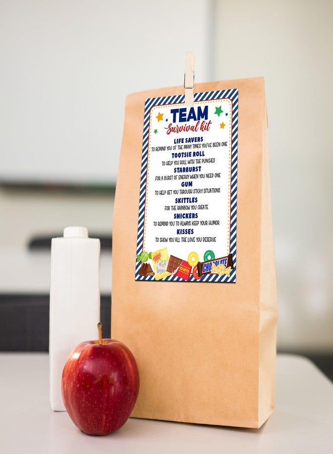 HandEasy 40 Pcs Team Survival Kit Gift Tag, Blue Candy Theme Staff Appreciation Tags for Gift Bags, Welcome to The Team Gifts for Volunteers Employees - KA02 - Image 3