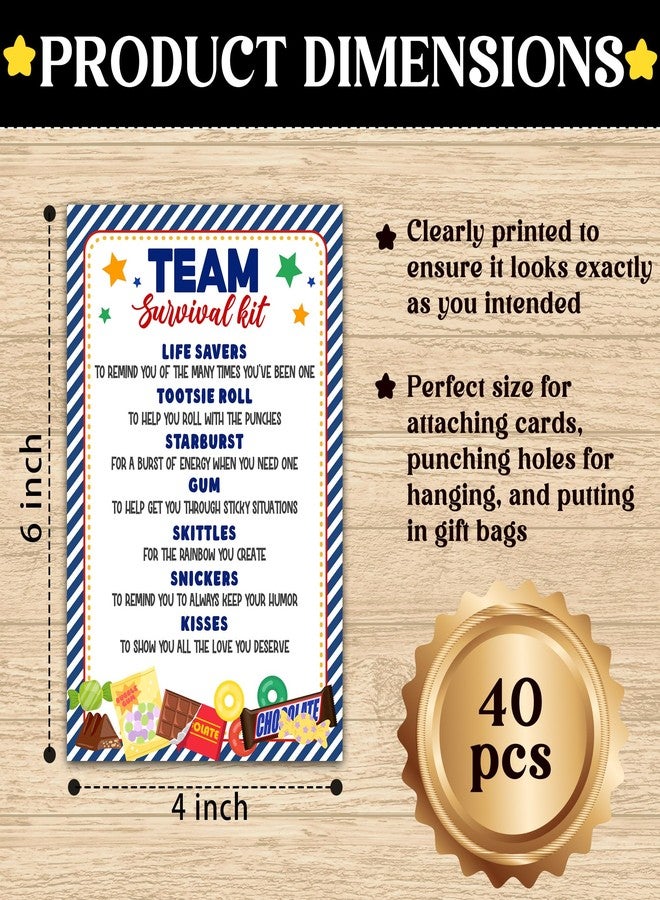 HandEasy 40 Pcs Team Survival Kit Gift Tag, Blue Candy Theme Staff Appreciation Tags for Gift Bags, Welcome to The Team Gifts for Volunteers Employees - KA02 - Image 2