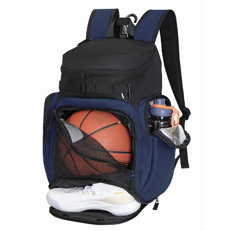 LARIPOP Large Basketball Backpack Sports Gym Bag with Ball Holder Ventilated Shoe Compartment Insulated Cooler Pockets Reflective Strips Fence Hook for Men Youth Athletic Training - Image 2