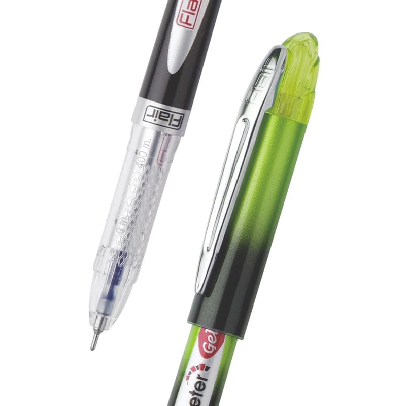 FLAIR Writometer Gel Pen Box Pack | Stainless Steel Tip | Our Longest Writing Pens | Writes Upto 1,200 Meters | Ensures Smoothness & Durability | Blue Ink, Pack of 4 - Image 3