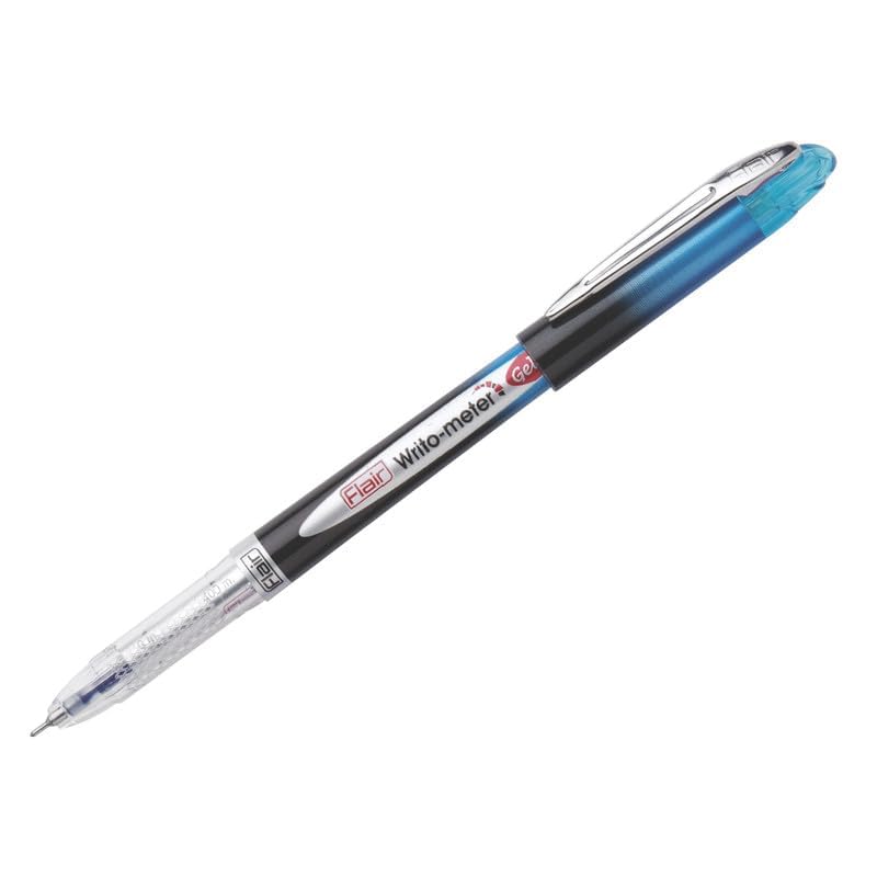 FLAIR Writometer Gel Pen Box Pack | Stainless Steel Tip | Our Longest Writing Pens | Writes Upto 1,200 Meters | Ensures Smoothness & Durability | Blue Ink, Pack of 4 - Image 2