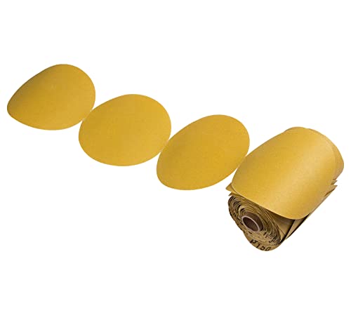 MIDO PROFESSIONAL ABRASIVE Gold PSA Sandpaper 6 Inch 100 PCS Sanding Discs 150 Grit Self Adhesive Stickyback Sandpaper Roll Aluminum Oxide Adhesive Backed for Wood, Metal, and Car Paint - Image 1