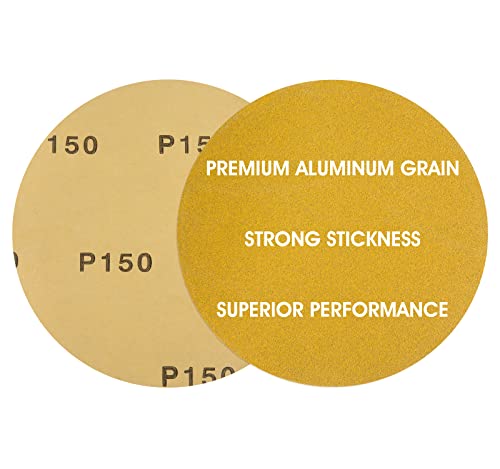 MIDO PROFESSIONAL ABRASIVE Gold PSA Sandpaper 6 Inch 100 PCS Sanding Discs 150 Grit Self Adhesive Stickyback Sandpaper Roll Aluminum Oxide Adhesive Backed for Wood, Metal, and Car Paint - Image 4