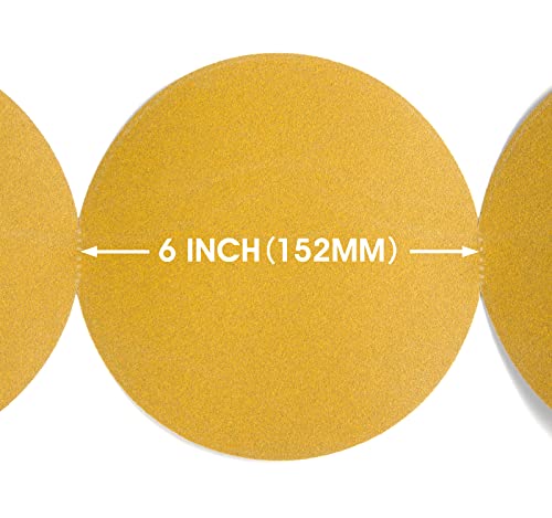 MIDO PROFESSIONAL ABRASIVE Gold PSA Sandpaper 6 Inch 100 PCS Sanding Discs 150 Grit Self Adhesive Stickyback Sandpaper Roll Aluminum Oxide Adhesive Backed for Wood, Metal, and Car Paint - Image 2