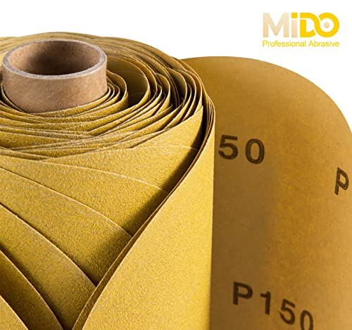 MIDO PROFESSIONAL ABRASIVE Gold PSA Sandpaper 6 Inch 100 PCS Sanding Discs 150 Grit Self Adhesive Stickyback Sandpaper Roll Aluminum Oxide Adhesive Backed for Wood, Metal, and Car Paint - Image 3