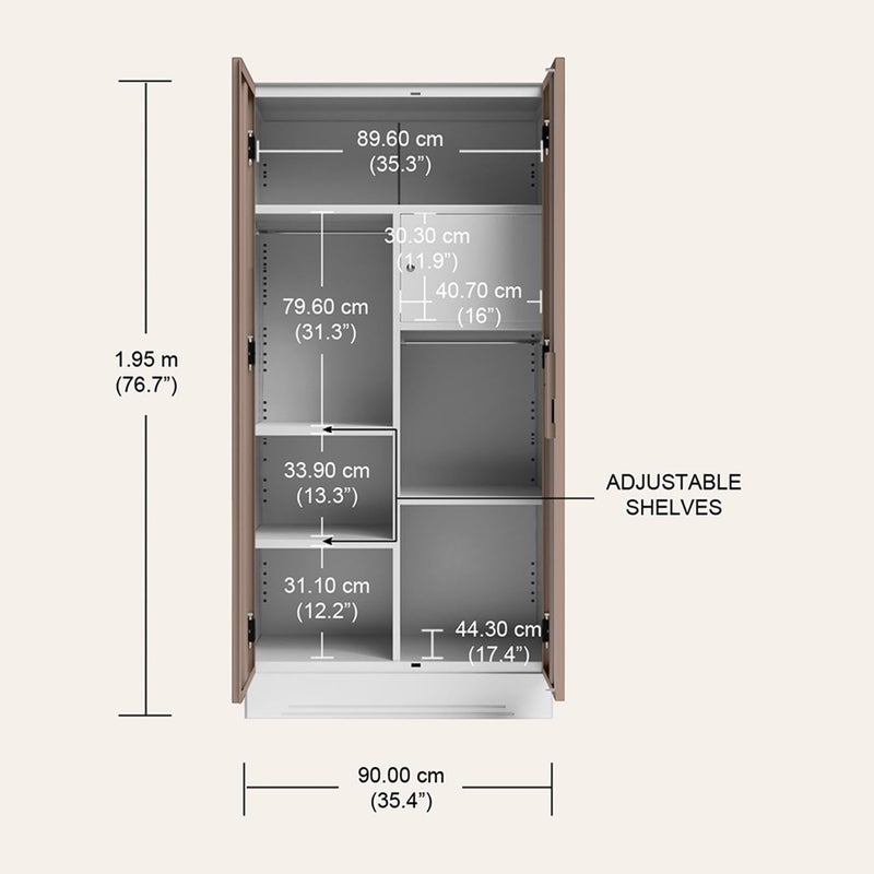 GODREJ INTERIO GODREJ INTERIO Slimline 2 Door Steel Almirah Matte Alpine White and Matte Lilac Glaze 1 Year Warranty Locker 4 Shelves  - Image 3