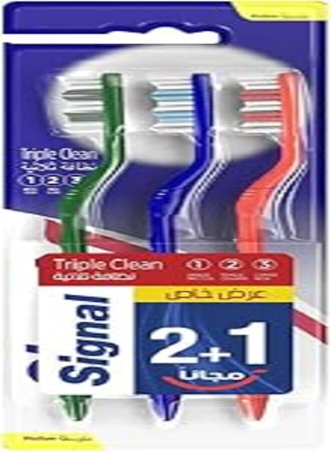 Signal Triple Clean Medium for plaque removal and protection against cavity Toothbrush 3PC