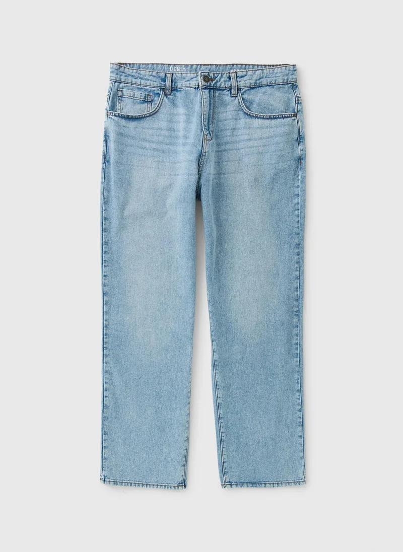 Light Wash Denim Straight Leg Jeans