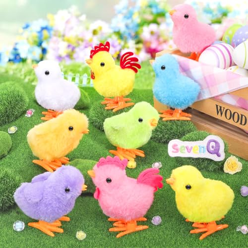 SevenQ Wind Up Toys for Kids Easter Basket Stuffers 9Pcs Jumping Plush Chicks Small Fidget Toys for Easter Egg Hunt Treasure Box Classroom Prizes Party Favors Goodie Bags Fillers Gifts - Image 5