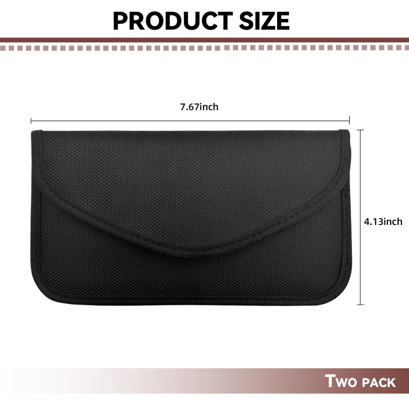 NTNEV 2PCS Faraday Bags for Car Keys and Cell Phone, RFID Signal Blocking Bag, Keyless Entry Fob Signal Blocking Pouch, Cell Phone Privacy Card Protection, Anti Radiation Key Pouch (Black) - Image 2