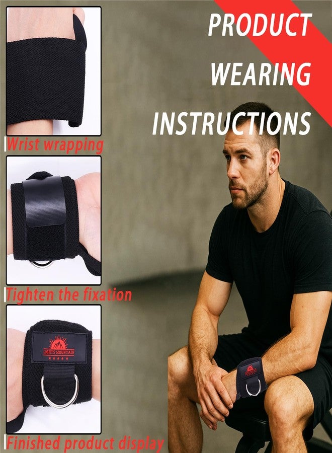 Lights Mountain Wrist Wraps for Weightlifting with D-Ring – Heavy Duty Wrist Support for Bench Press, Deadlifts, Overhead Press – Gym Wraps for Men & Women, Max 40lb Cable Use (black) - Image 3