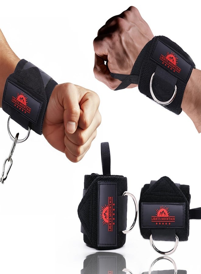 Lights Mountain Wrist Wraps for Weightlifting with D-Ring – Heavy Duty Wrist Support for Bench Press, Deadlifts, Overhead Press – Gym Wraps for Men & Women, Max 40lb Cable Use (black) - Image 1