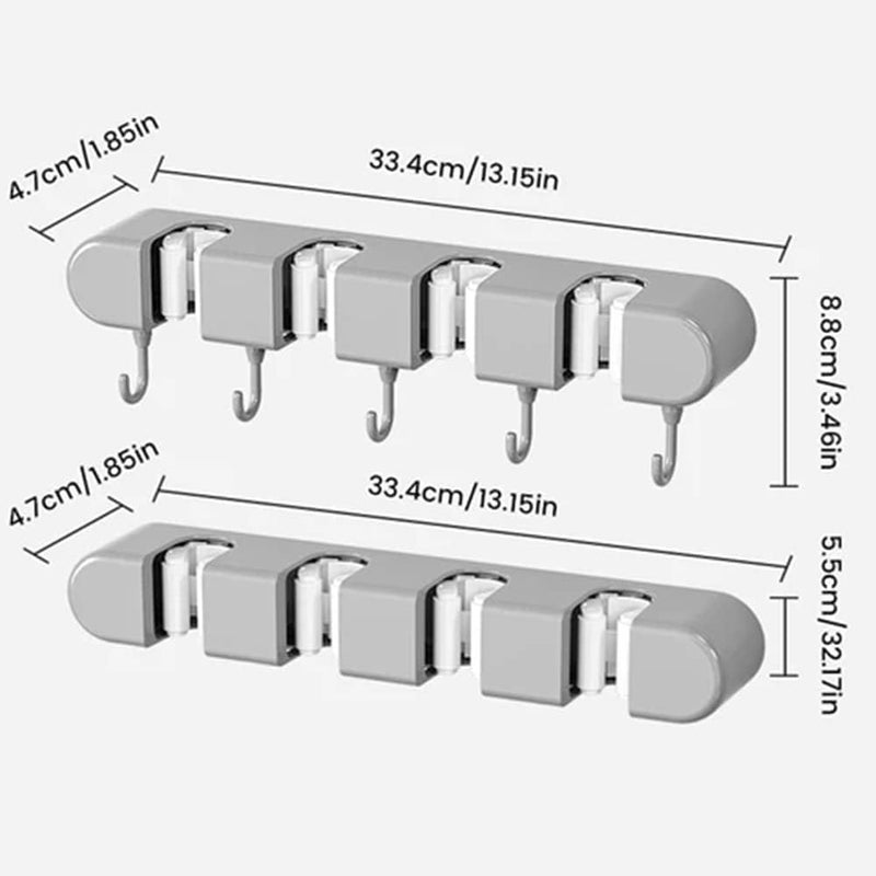 NISHIV Multifunctional Brooms and Mop Holder Wall Mounted Brooms Hanger for Home Garden Garage and Storage 4 Racks with 5 Hooks Toilet and Bathroom Accessories Household Item Organizer Supplies - Image 5