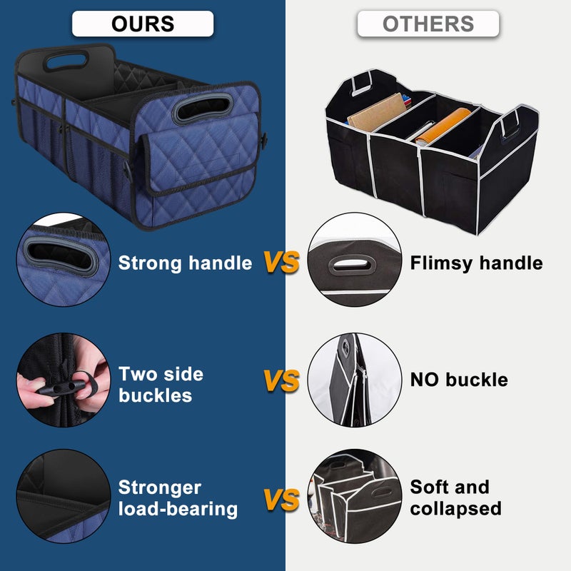 Deosk Car Trunk Organizer for SUV, Car Organizers and Storage with 6 Pocket, Car Accessories for Women/Men 50L Waterproof Polyester Trunk Organizer(Medium, Dark Blue) - Image 2