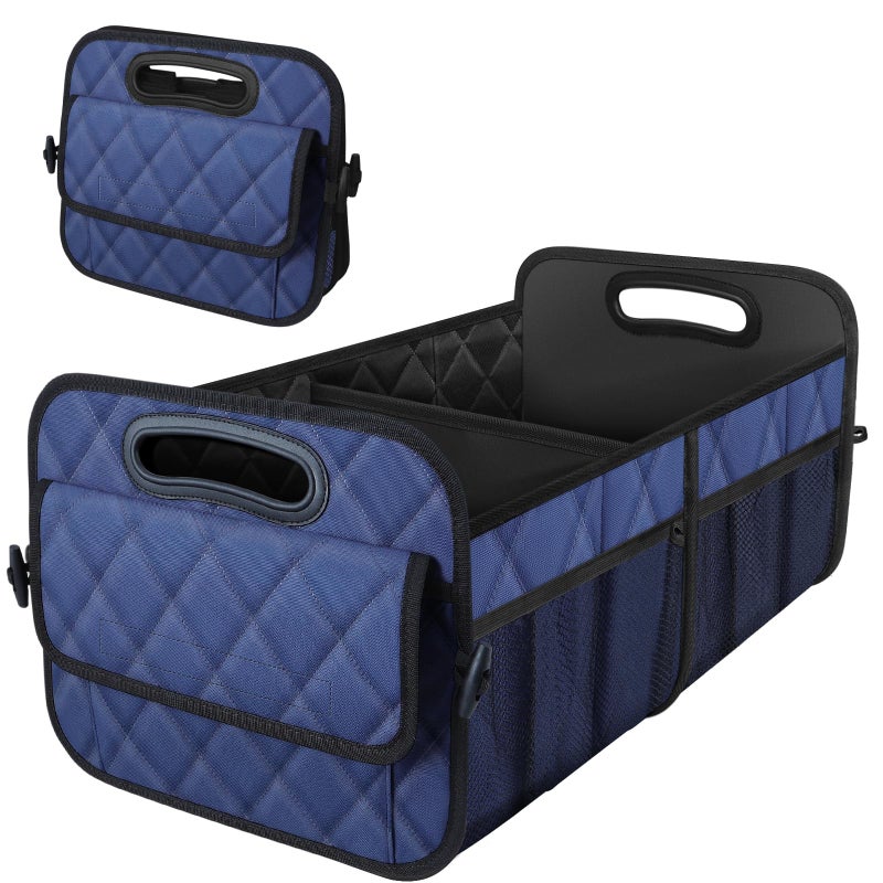 Deosk Car Trunk Organizer for SUV, Car Organizers and Storage with 6 Pocket, Car Accessories for Women/Men 50L Waterproof Polyester Trunk Organizer(Medium, Dark Blue) - Image 1