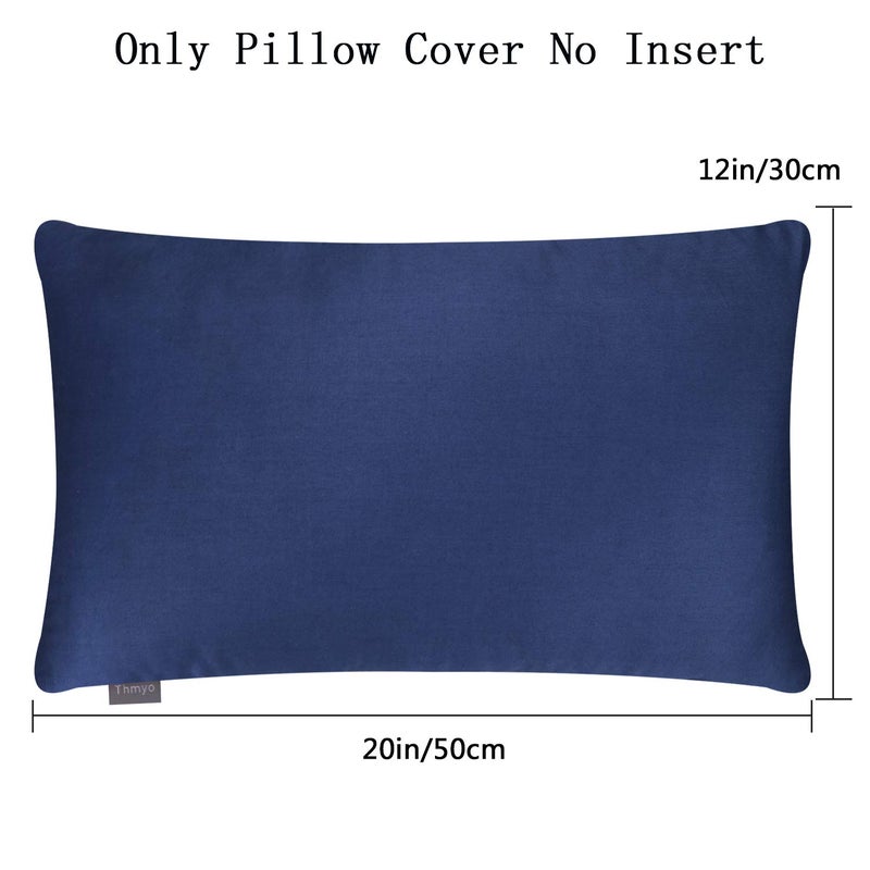 ثميو 4 عبوات 100 ٪ قطنية القطن مريحة مريحة الصلبة زخرفة وسادة سادة thmyo مستطيل coushion cover covercase التسامي وسادة فارغة الأغطية وسادة رمي DIY (12x20inch/30x50cm منتصف الليل الأزرق) - Image 4